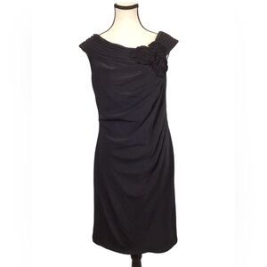 Adrianna Papell Womens Black Sleeveless Sheath Dress Size 10 Floral Goth Formal